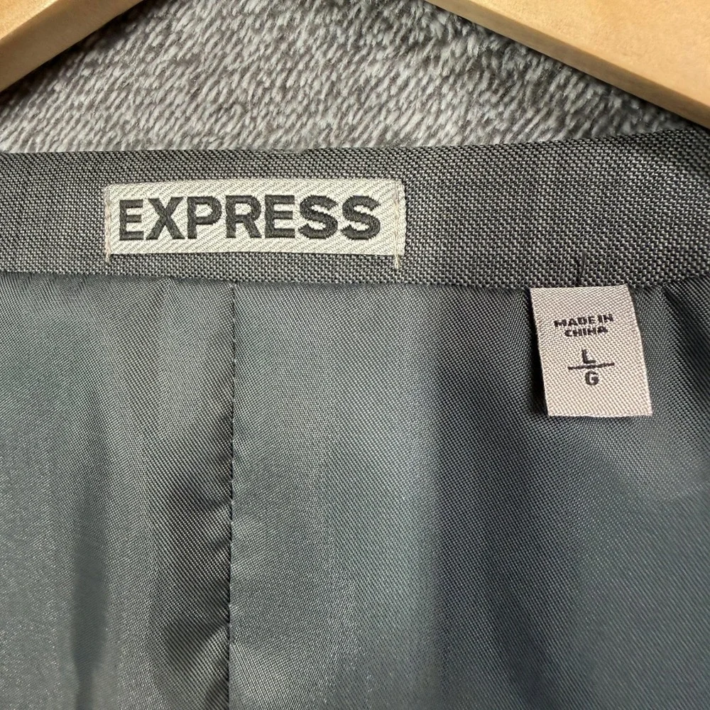 Express Suit Vest Mens L Gray Wool Blend Waistcoat Size Large Adjustable Back